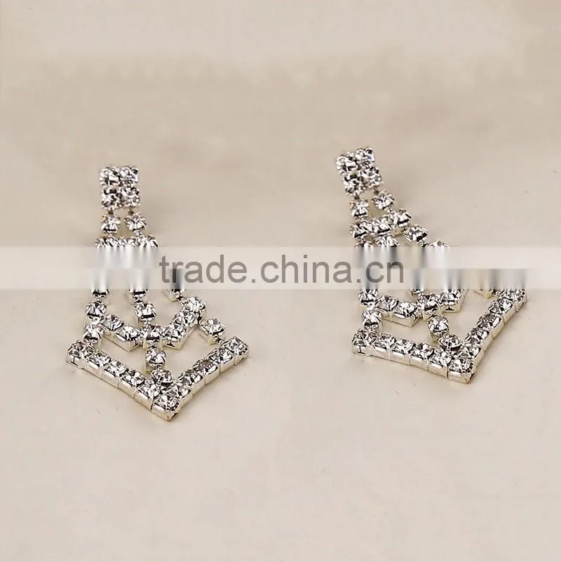 Mesh design jewelry women diamond tiara necklace earrings sets