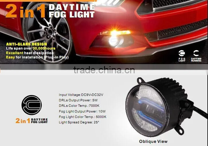 Emark professional standrad 90mm LED fog light with DRLs