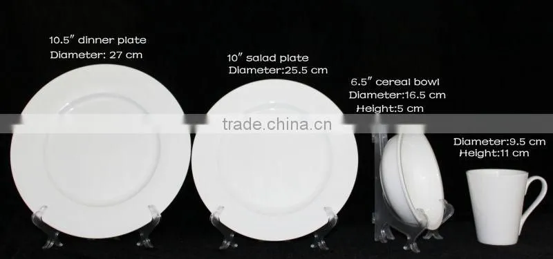 white ceramic bone china dinner set 4 pcs