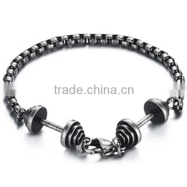 High Quality Vintage Dumbbell Stainless Steel Bracelet