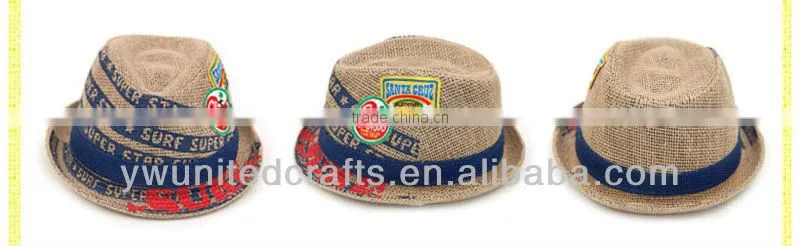 2013 hot sale kids hats summer straw fedora hats for children