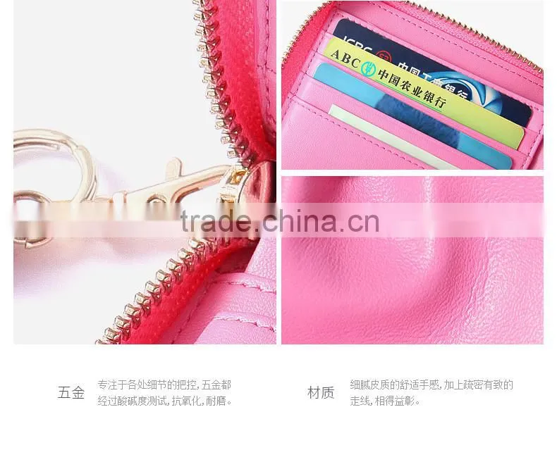 leather macrame women wallet and purse zipper open with coin slot