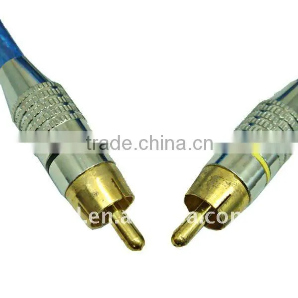 blue color high end rca cable with gold plated