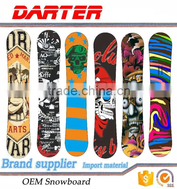 Classic style design good quality poplar wood core snowboard ski set
