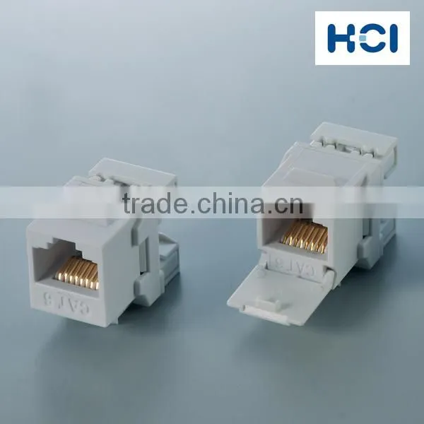 Cat6 UL 180 Degree Unshielded UTP Dual IDC Modular Keystone Jack with Shutter