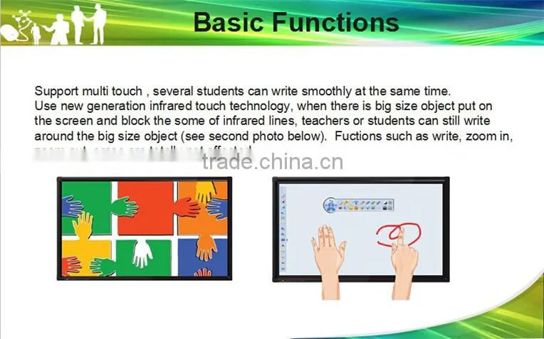 88 inch IR portable finger touch interactive whiteboard