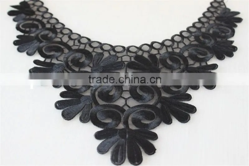 fashion neckline design embroidery guipure lace collar black applique