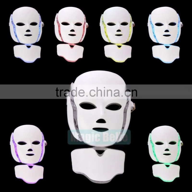 CE certificated 7 color LED wrinkle removal acne treatmen Facial Mask microcurrent masks for Anti-aging skin rejuvenation
