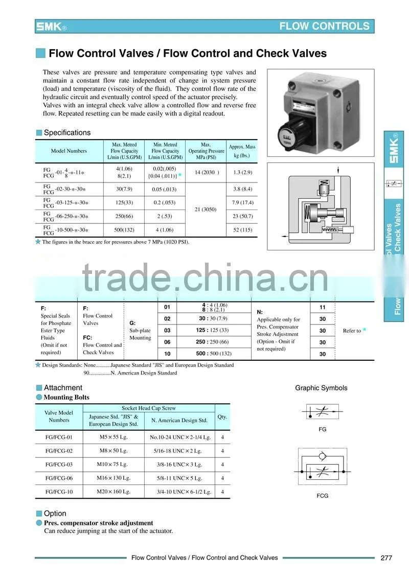 FCG-02-30-30 yuken type hydraulic flow control valve