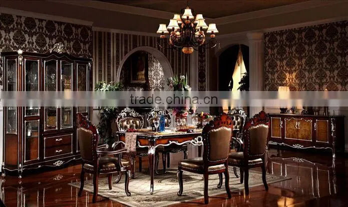 BISINI European Classic Dining Room Sets, Exquisite Carved Dining Table & Chairs Set, Round Dining Table and Chairs (BF01-ML017)
