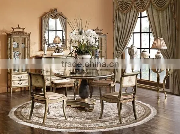Retro Art Painting L shape Reception desk, Traditional Hand Painting Wooden Counter