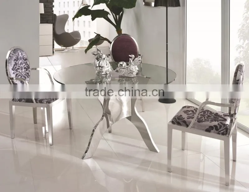 innovative design stainless steel legs 12 thickness tempered glass dining table