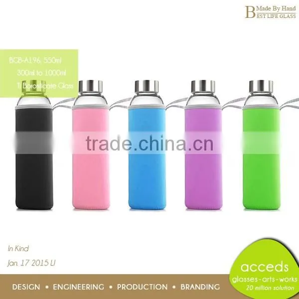 Customized Design Glass Drinking Water Bottle for Gym