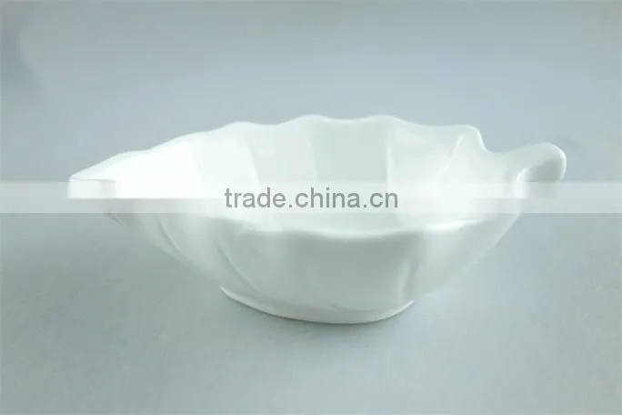 beautiful small white porcelain leaf-shaped plate