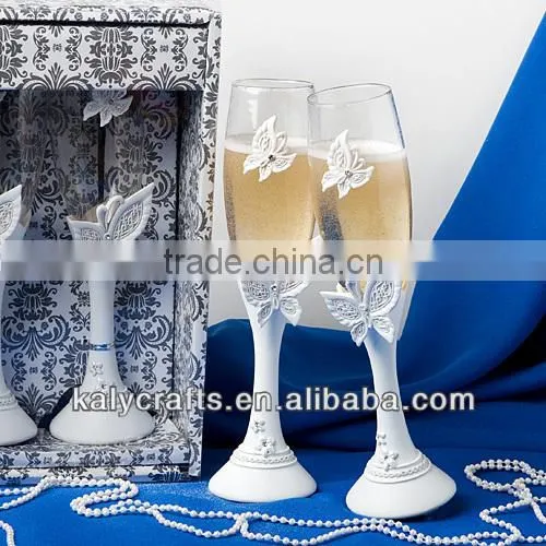 wine goblet for wedding poly resin Fleur De Lis Collection toasting flutes