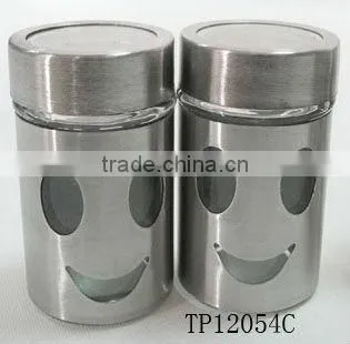 mini cylinder glass spice shaker with metal coating