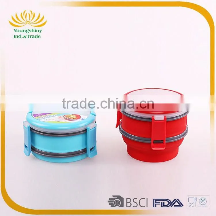 Silicone collapsible tiffin lunch box