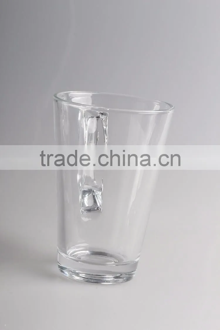Custom logo printed clear cheap 16oz glass coffee mugs wholesale