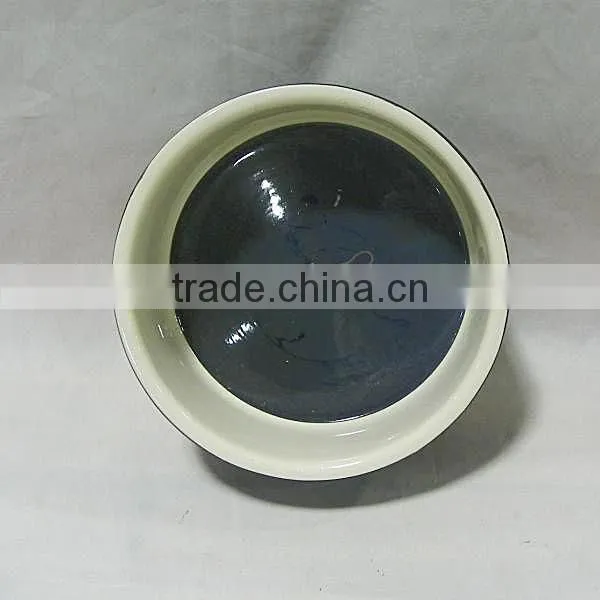 Black Round Ceramic Pet Bowl