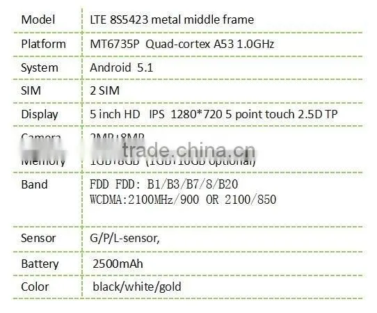 LTE8S5423 5.0" high end cheap mobile phone wholesale
