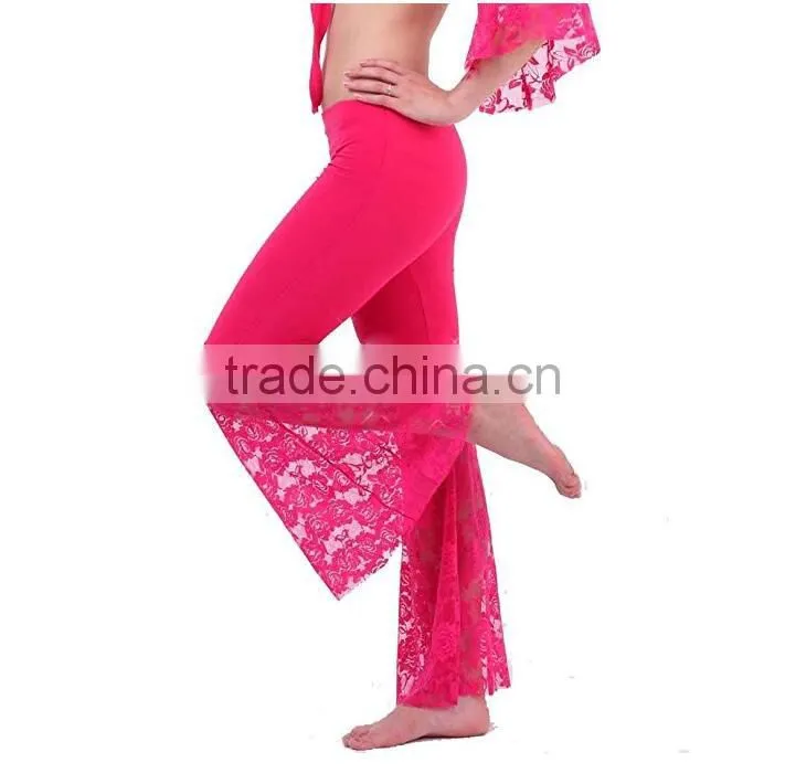 Top Selling Chic Pants Dance Costume Milk Silk Sexy Lace Fishtail Bell Bottom Pants For Belly Dance Slip