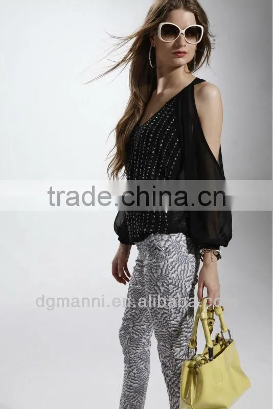 black casual blouse with off-shoulder design
