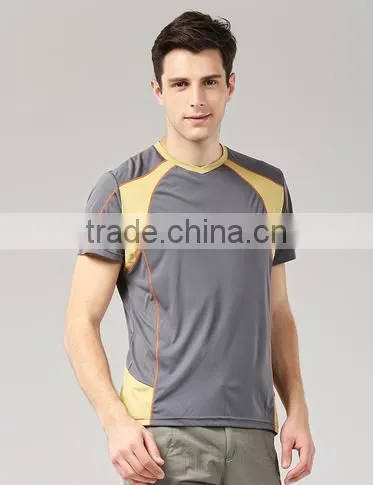 2017 Casual 100%polyester micro v neck short sleeve mens t shirt