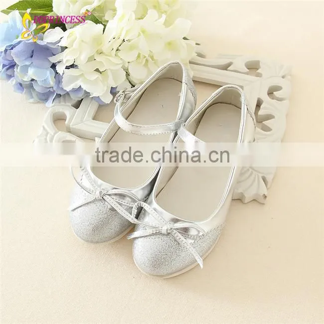 kids silver shoes girls shoes party wearing low heel fashion little girls shoes good quality sweet girls dress