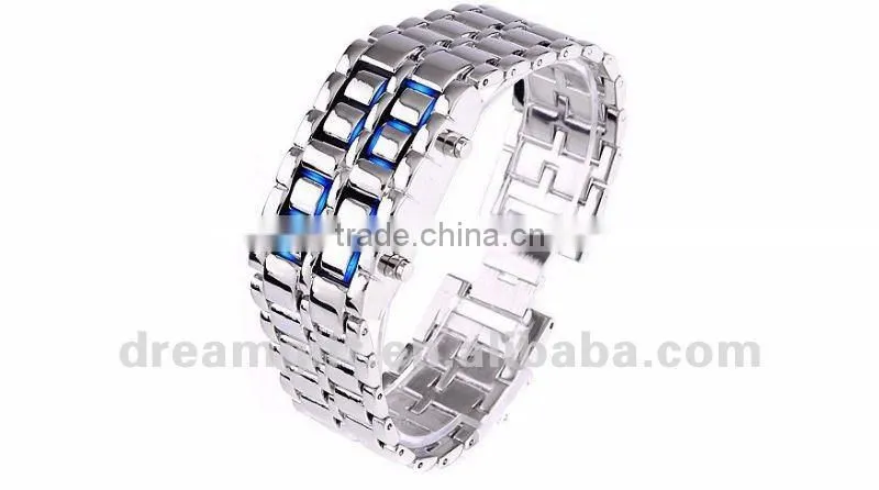 hotsale LED watch iron samurai lava style led watches black and silver color