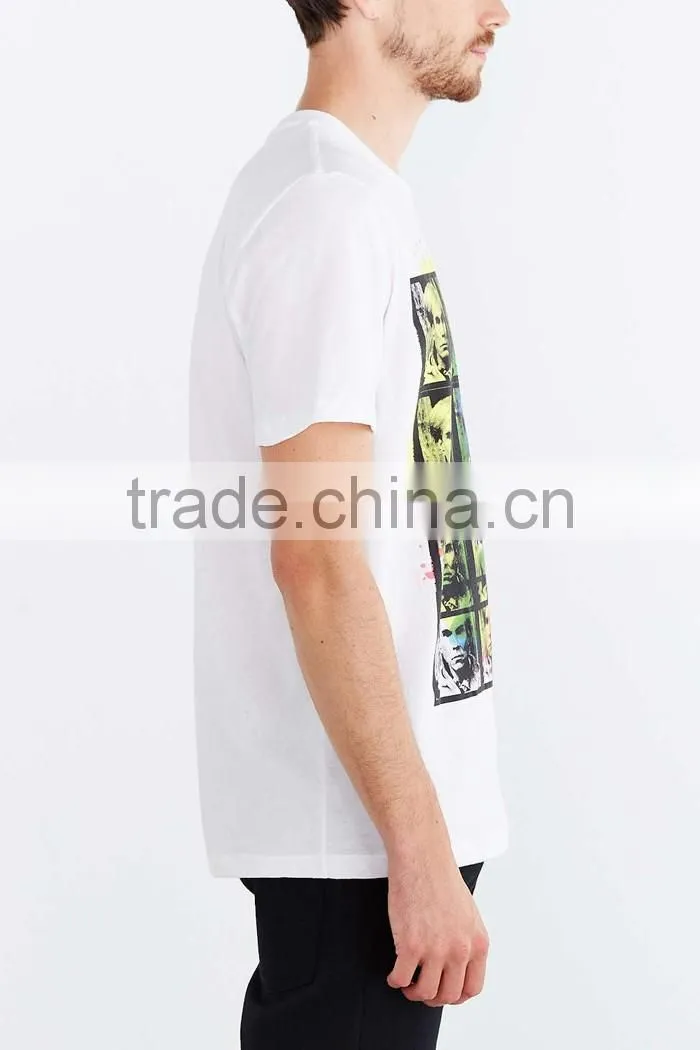 White cotton t-shirt with printed pop art graphic of Andy Warhol