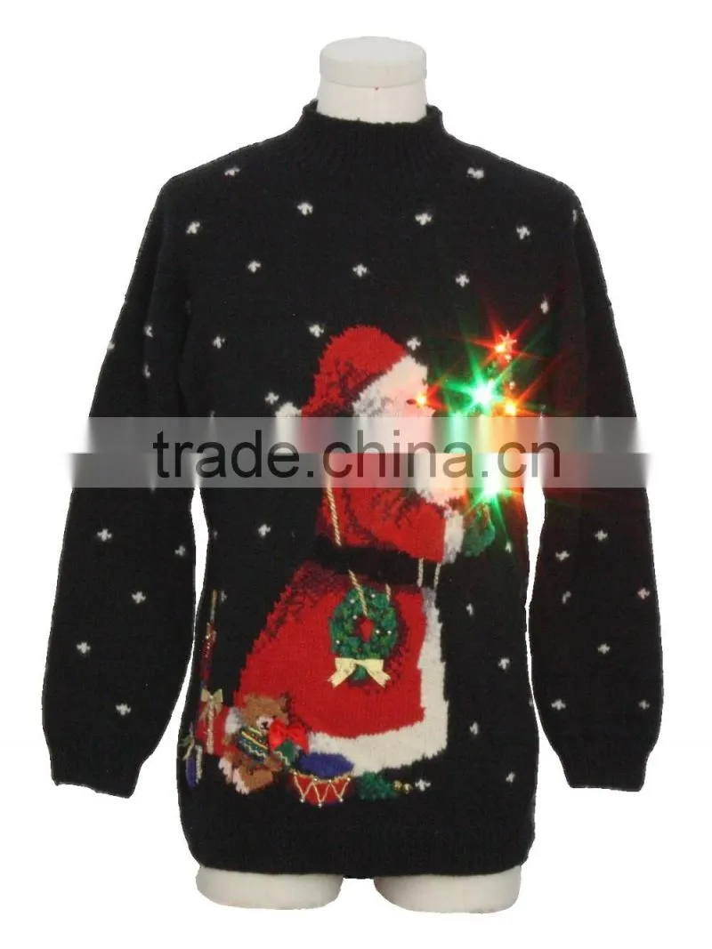 2016 Unisex woolen pullover hand knitted unique LED lighted Ugly Christmas sweater