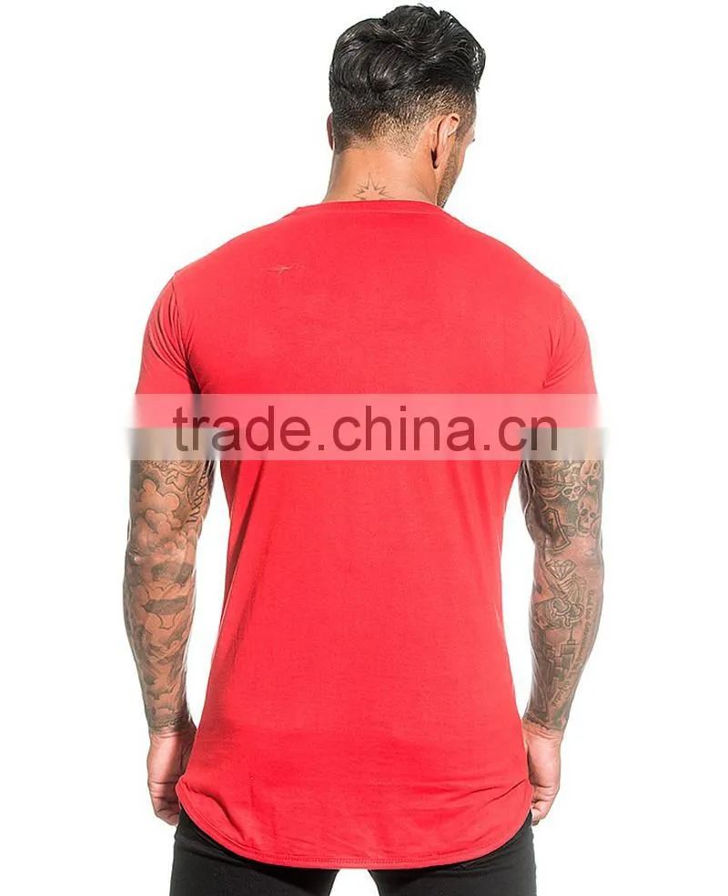 Mens Plain gym running fitness T Shirt with hem bottom