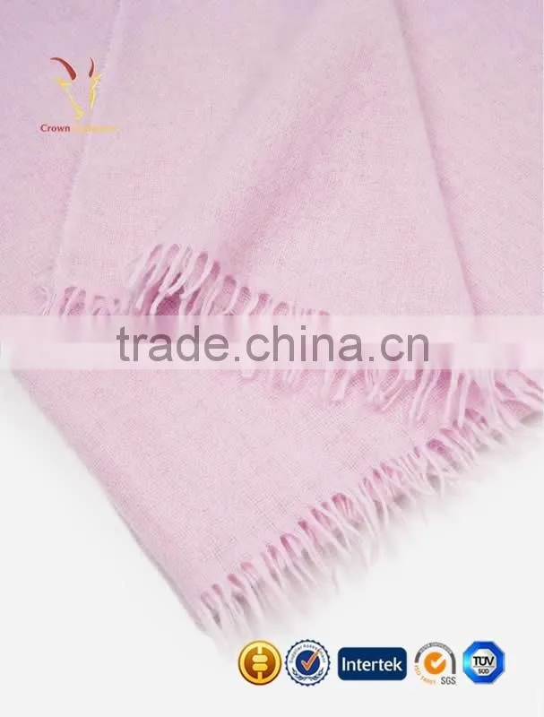 Pure Color Cashmere Silk Scarf with Fringe
