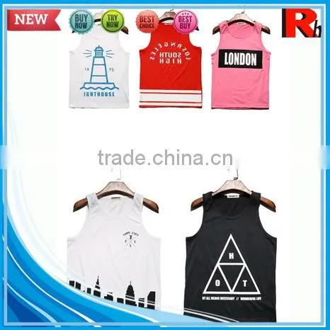 Alibaba china cheap sports bodybuilding screen printed wholesale open side 100 cotton men tank top