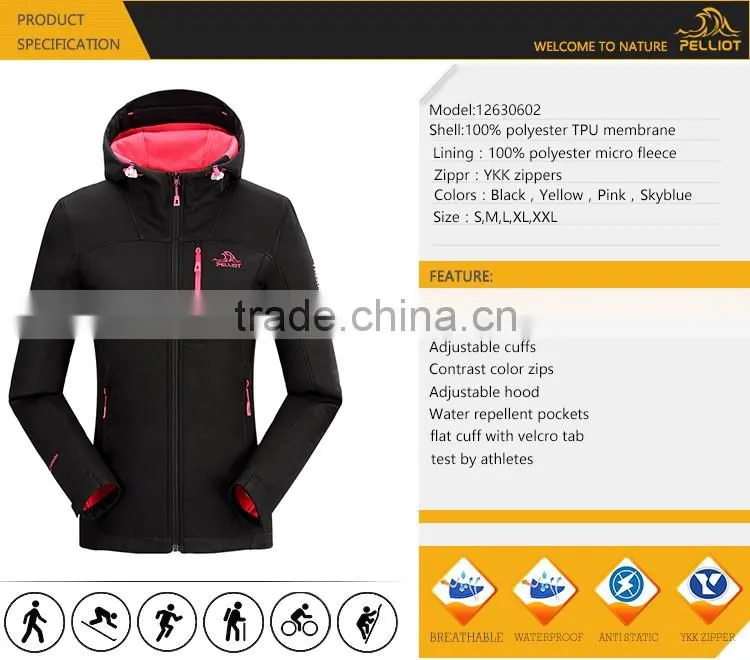 pure color polyester waterproof softshell women's spring jacket
