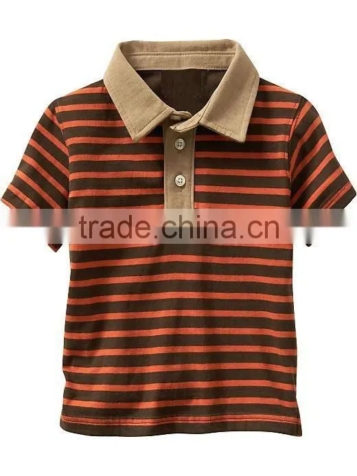 BOYS CUT & SEW SHORT SLEEVE POLO T SHIRT WITH WOVEN COLLAR