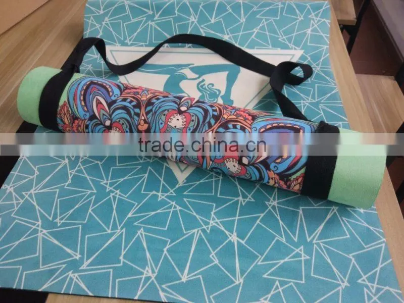 Gym Microfiber Suede Natural Rubber Yoga Mat with Eco Full Color Printing Yoga Mat