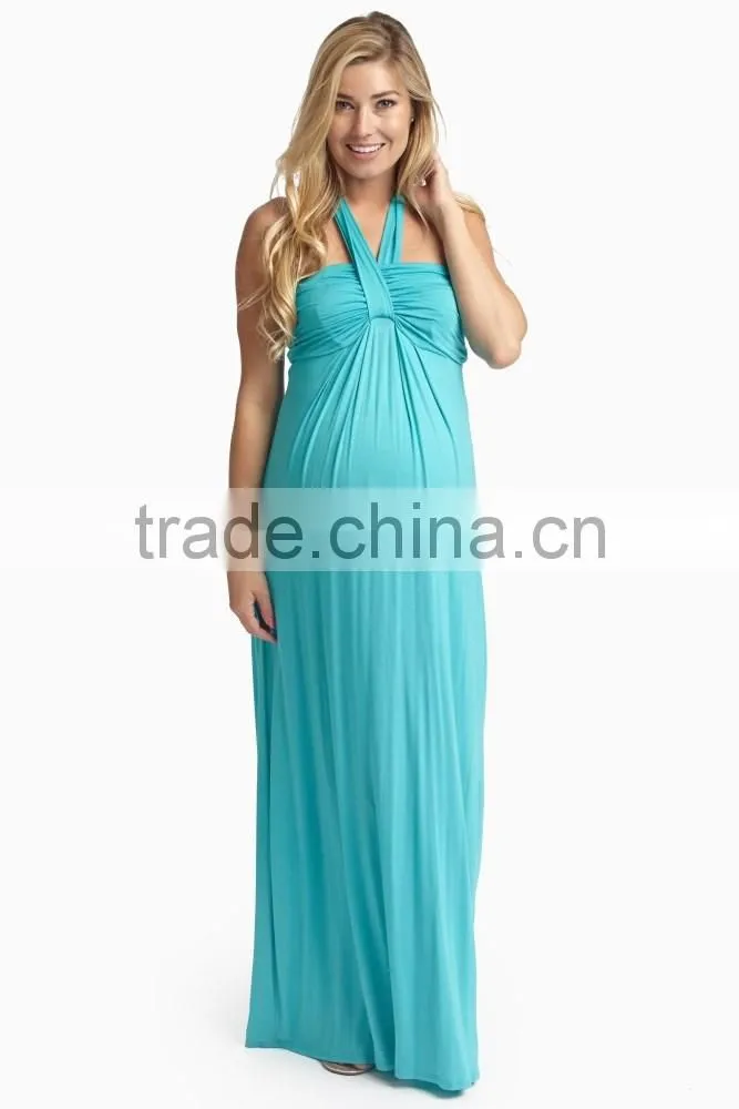 Manufacturer elegant mature sexy fashion halter maxi dress maternity