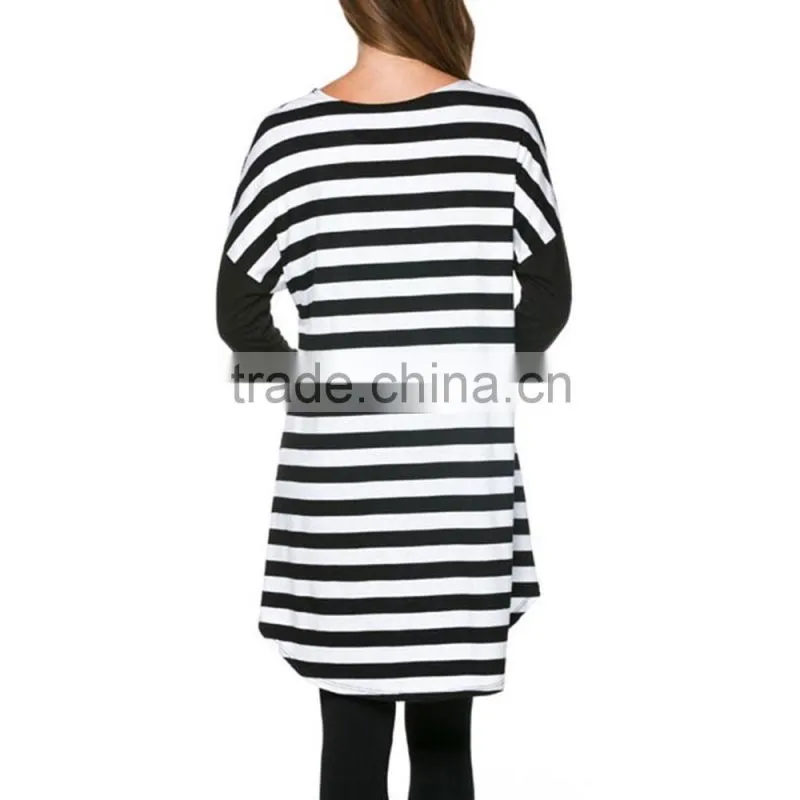 Fashion clothing 2017 printed blouse design long sleeve casual woman blouse stripe blouse for wholesale 2017
