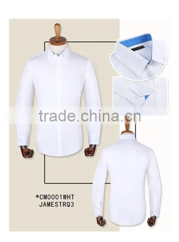 100% cotton poplin white shirts made to measure custom mens dress shirt