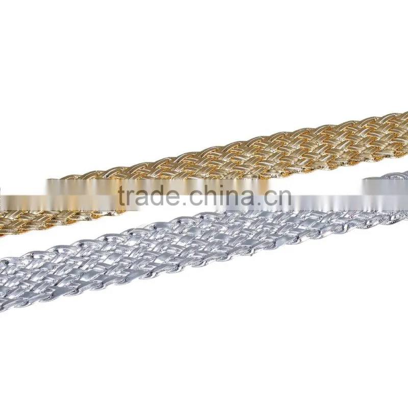 Gold&Silver Flat Wide Glossy PU Leather Cord