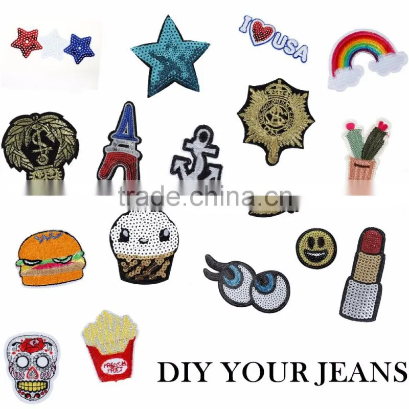 DIY Scrapbooking Craft Halloween Skull Sequins Stick On Fabric Polyester Appliques