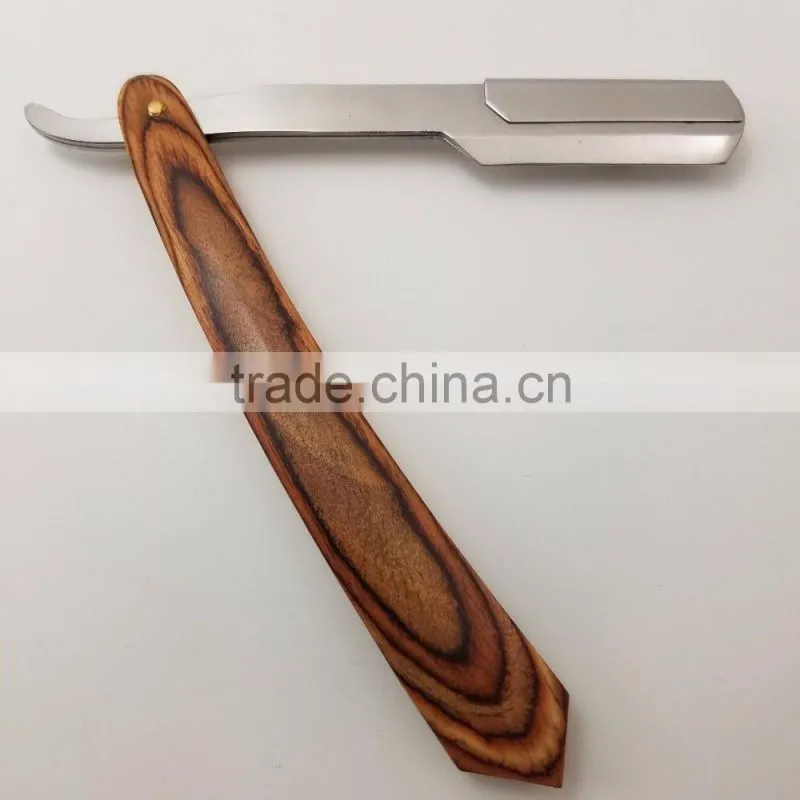 CUT THROAT SHAVETTE STRAIGHT SHAVING RAZOR WOODEN HANDLE