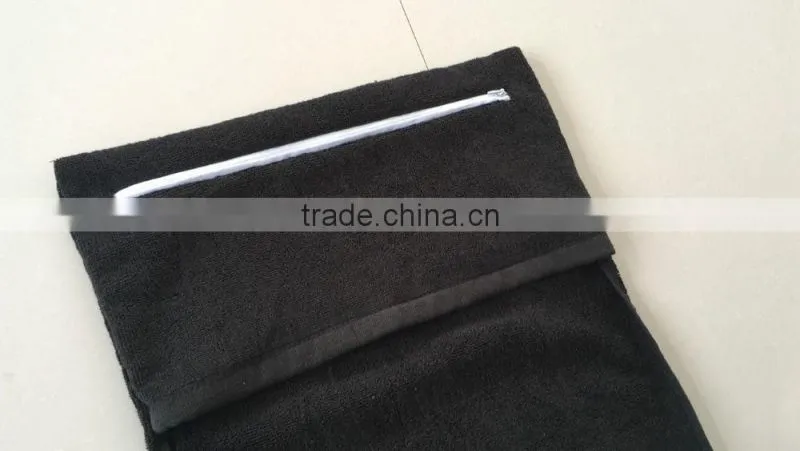 100 cotton zipper pocket customized sports towel