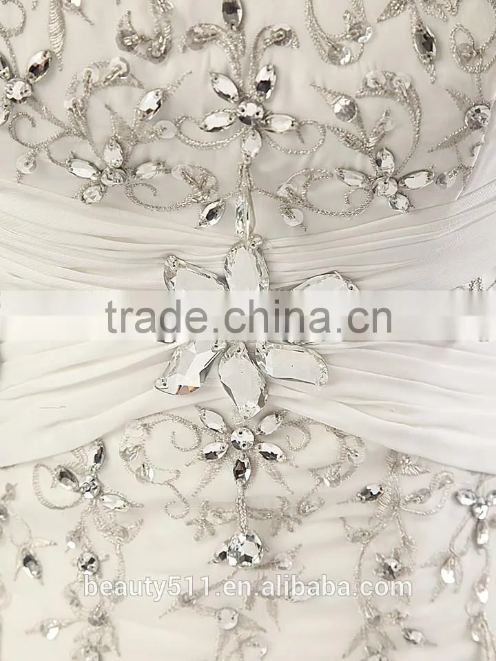 Elegant Embroidered A-Line Strapless Neckline and Sleeveless Lace Wedding Dress AS436