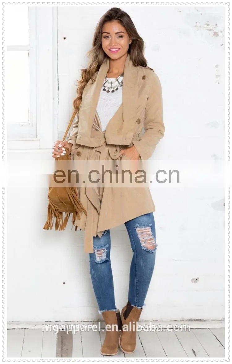 china latest coat designs women high quality fashion camel trench coat