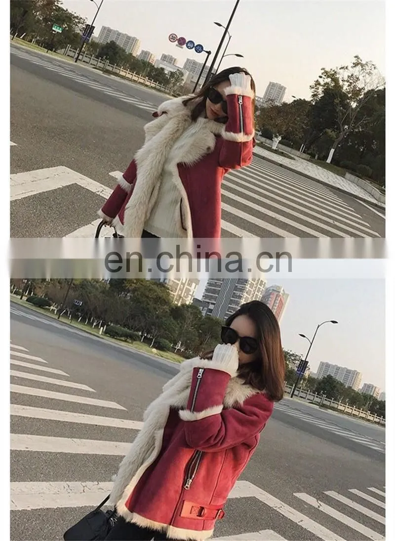 Winter Wholesale Custom Long Sleeve Real Sheep Fur Pure Leather Jacket