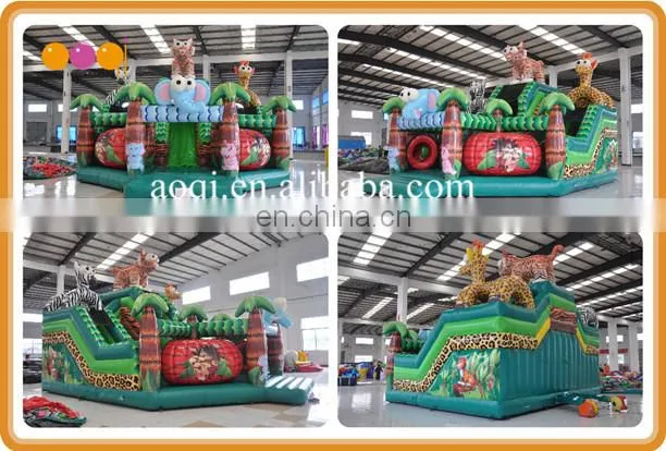 2017 safari park theme inflatable amusement park elephant giraffe tiger zebra inflatable super slide for sale