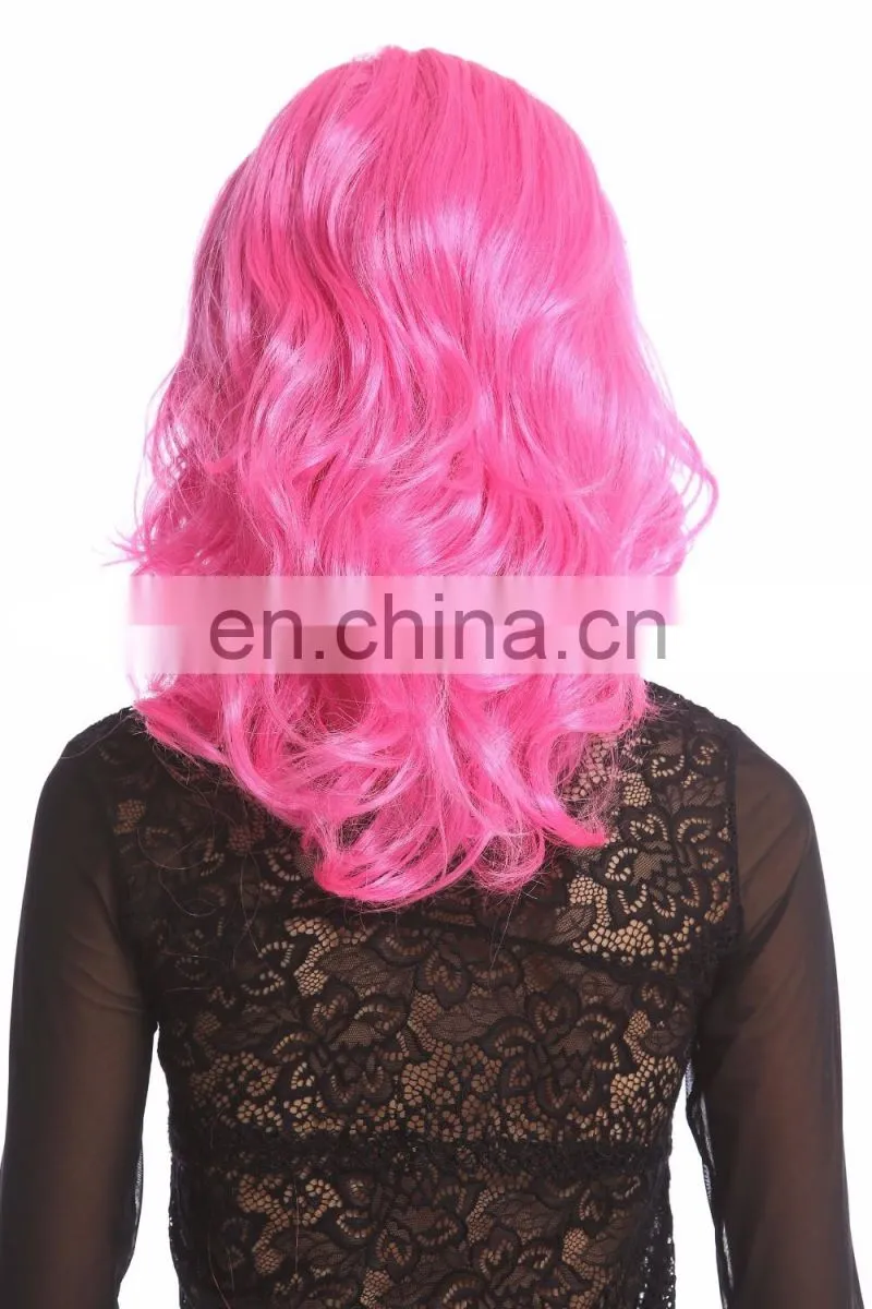 Synthetic pink party wigs P-W226