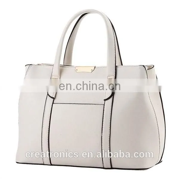 CR European test passed pu leather material large-capacity zipper white colors top sales noble woman fashion handbags